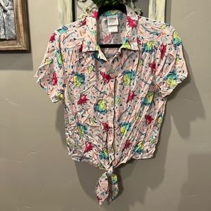 Disney, Little Mermaid's Flounder & Sebastian button up shirt, from Box Lunch